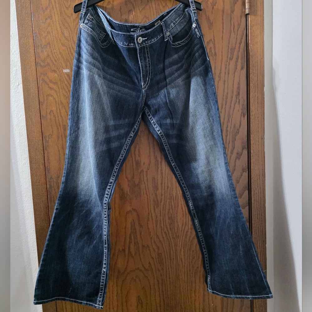 Silver AIKO Bootcut tylish Dark Wash Flared Jeans Plus Size Women 24/ L 33